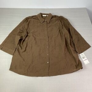 Alfred Dunner‎ 3/4 Sleeve Twofer Layered Embroidered Blouse Top Size 22W